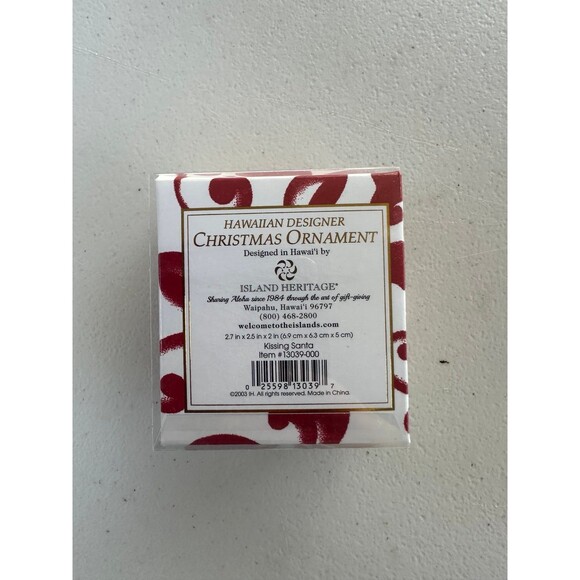 Island Heritage Hawaiian Designer Hand Painted Kissing Santa Christmas Ornament - Picture 3 of 4